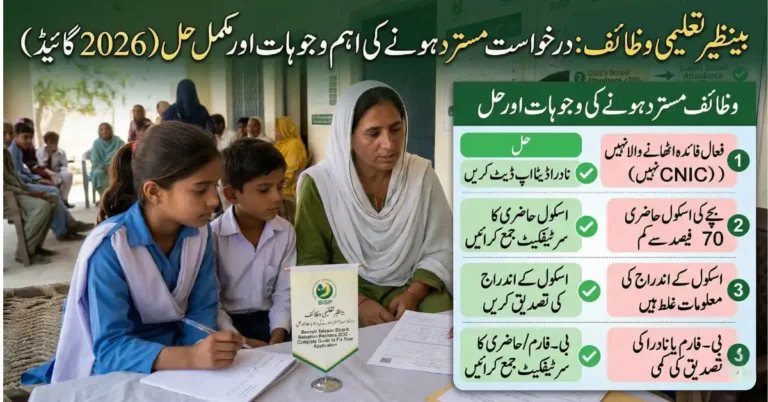 Benazir Taleemi Wazaif Rejection Reasons 2026 – Complete Guide to Fix Your Application