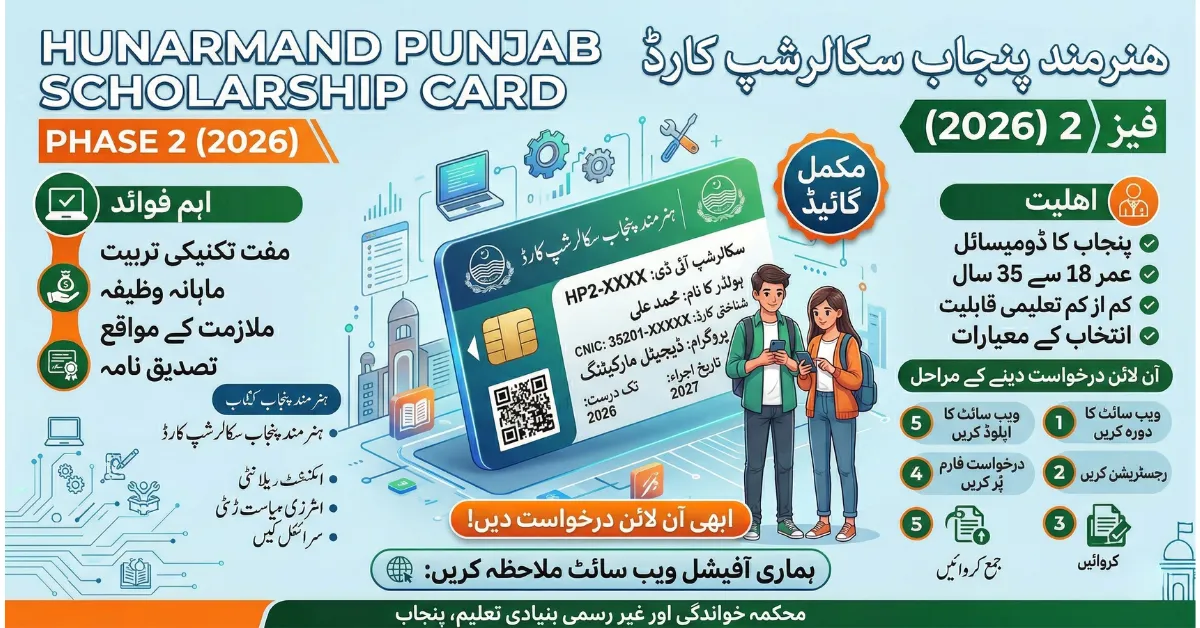 Hunarmand Punjab Scholarship Card Phase 2 (2026) Complete Guide to Apply Online